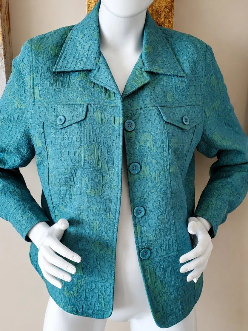 Rafael Essential Women's Green Textured Blazer/Jacket SZ 12